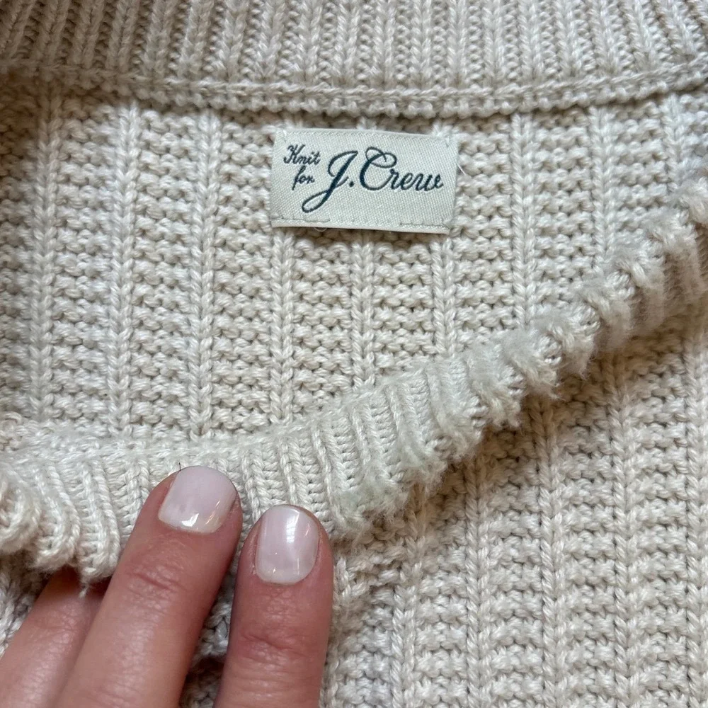 J Crew‎ Shaker Stitch Sweater Mens Cream Cotton Knit Crewneck SIZE XL